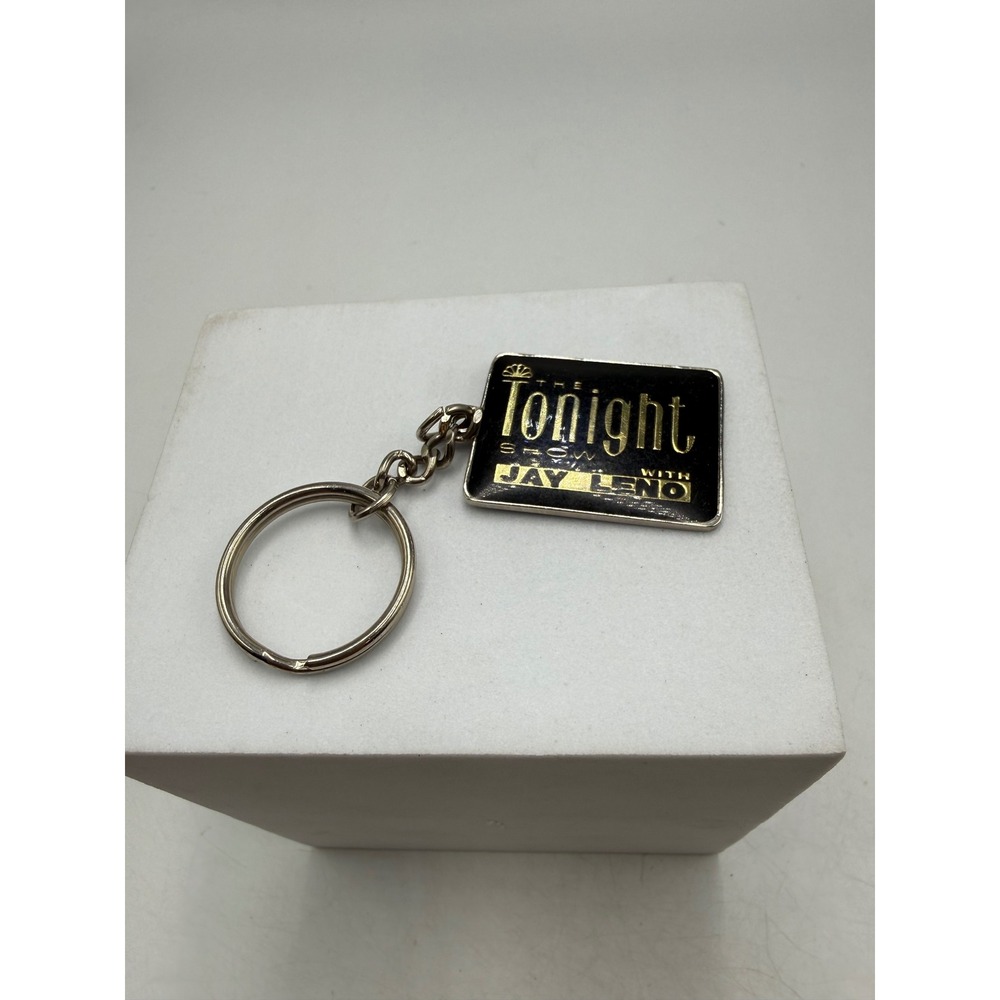 Vintage NBC The Tonight Show with Jay Leno Keychain Black Gold Enamel TV Promo